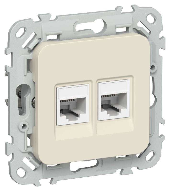 розетка компьютерная 2-м сп flite рк6-2-0-флсл rj45 кат.6 utp механизм сливочный iek fi-k22-2-k86 от BTSprom.by