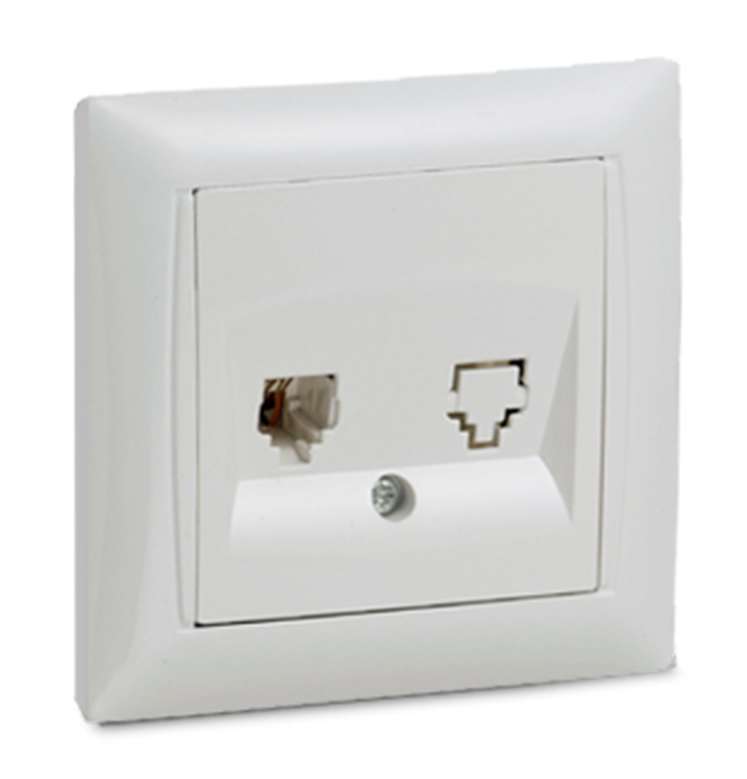 розетка телефонная 1-м сп valenzo 6034 16а ip20 бел. asd / in home 4690612006420 от BTSprom.by