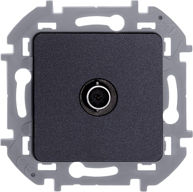  Розетка телевизионная TV Inspiria 2дБ 0-2400мГц с топологией "звезда" механизм антрацит IEK 673853 фото в каталоге от BTSprom.by