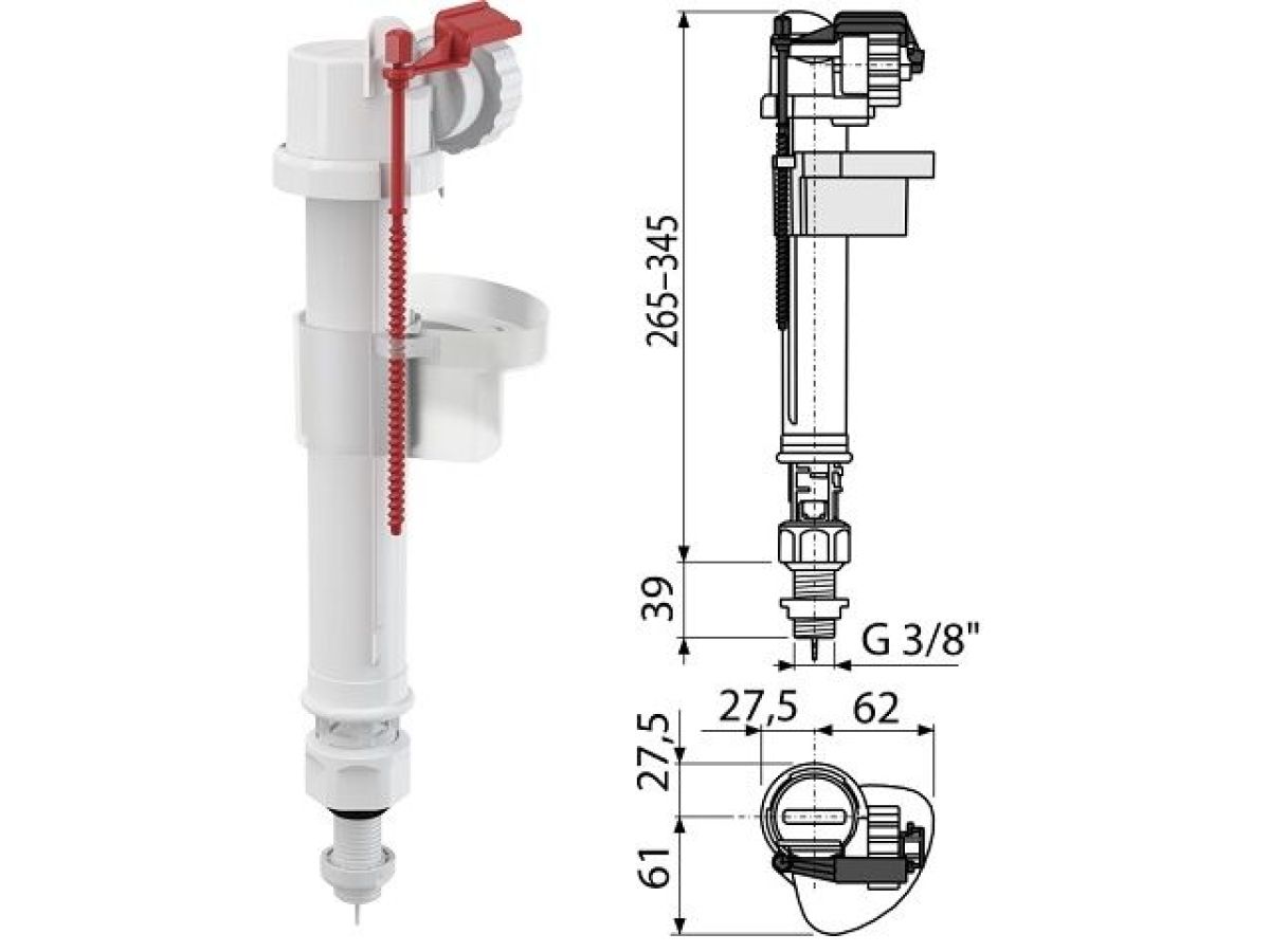 впускной механизм с нижней подводкой 3/8, alcaplast a17-3/8" от BTSprom.by