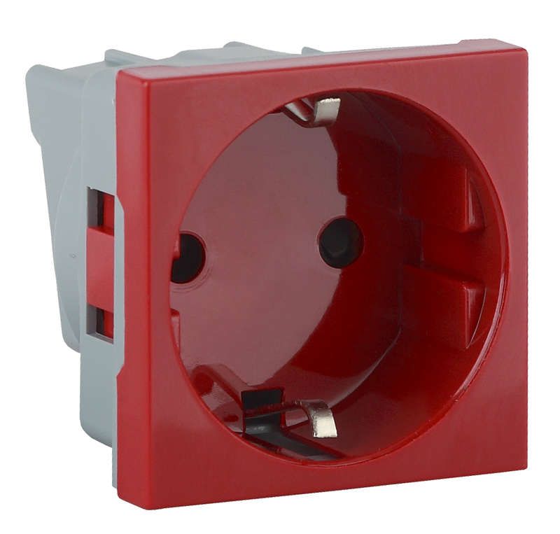 розетка 1-м 16а ip20 45х45 с заземл. защ. шторки красн. ruvinil адл 13-901 от BTSprom.by