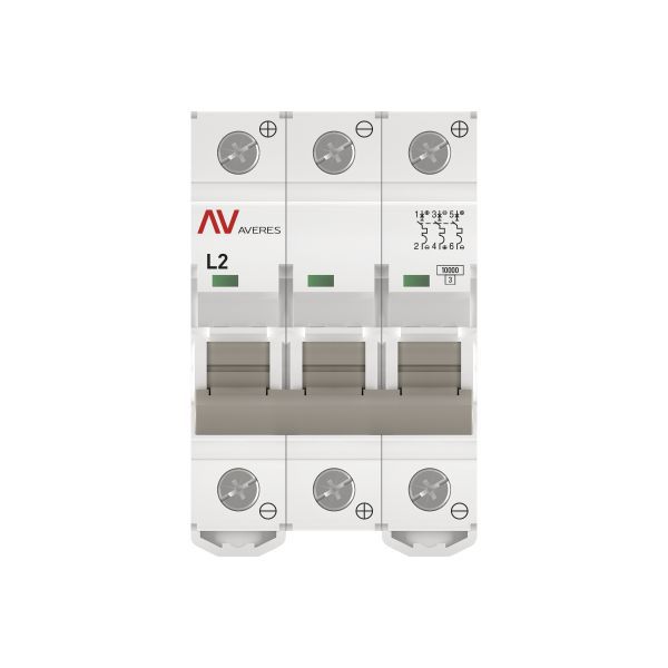  Выключатель автоматический модульный 3п L 2А 10кА AV-10 DC AVERES EKF mcb10-DC-3-02L-av фото в каталоге от BTSprom.by