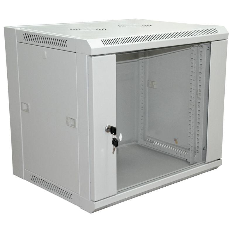 шкаф настенный 19дюйм 12u 600х450х635мм (шхгхв) передняя дверь стекло боковые стенки съемные (разобранный) ral7035 rexant 04-2202 от BTSprom.by