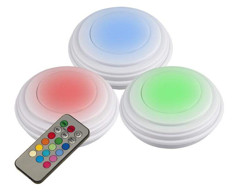  Набор светодиодных светильников TS5-RGBx3 3SMD + 3RGB 6700-7000К 60лм пушлайт 3шт + с пультом ДУ 2 градации яркости 12 режимов RGB таймер 3хAAA (не в компл.) JazzWay 5031630 фото в каталоге от BTSprom.by