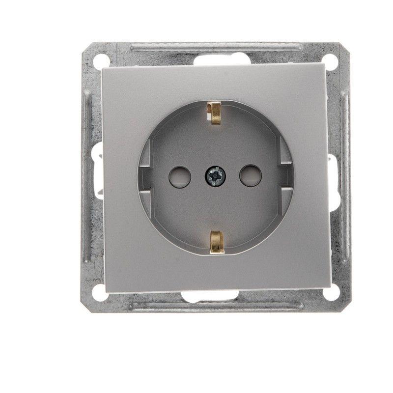 розетка 1-м сп w59 16а ip20 с заземл. защ. шторки механизм матов. хром se rs16-152-5-86 от BTSprom.by