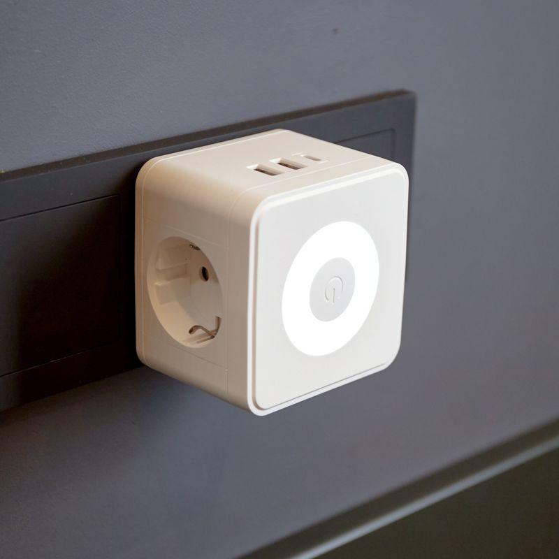  Двойник электрический Куб 16А с/з+2хUSB-A 2.4А+USB Type-C 3А с ночной подсветкой бел. Rexant 11-1251 фото в каталоге от BTSprom.by