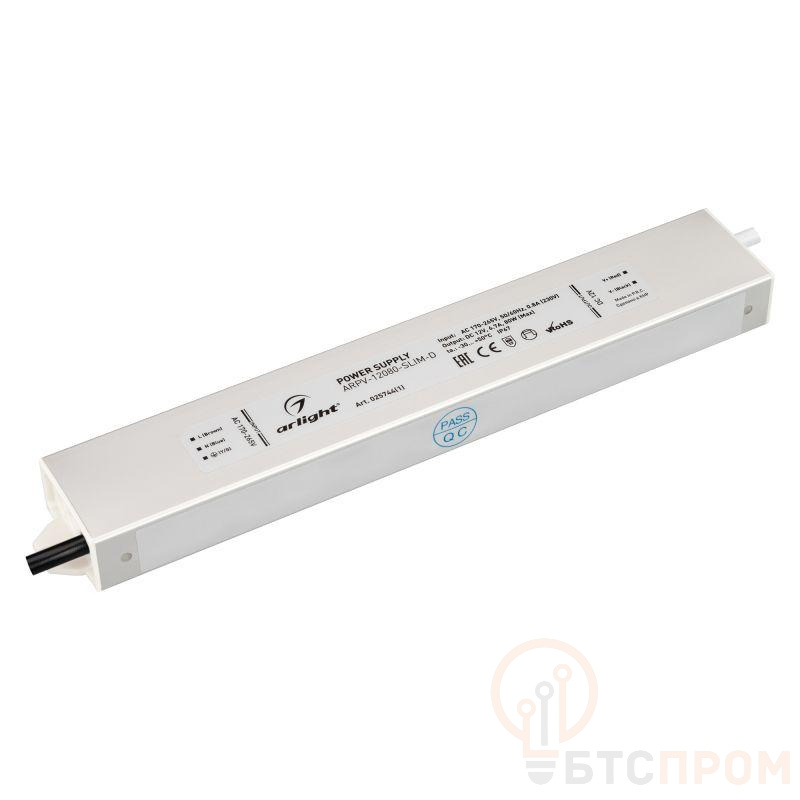 Блок питания ARPV-12080-SLIM-D 12В 6.7А 80Вт IP67 метал. Arlight 025744(1) фото в каталоге от BTSprom.by  Блок питания ARPV-12080-SLIM-D 12В 6.7А 80Вт IP67 метал. Arlight 025744(1) фото в каталоге от BTSprom.by