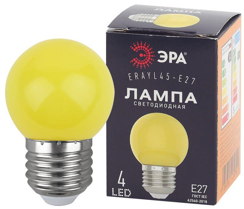 лампа светодиодная erayl45-e27 р45 1вт шар 4smd желт. e27 для белт-лайт эра б0049576 от BTSprom.by