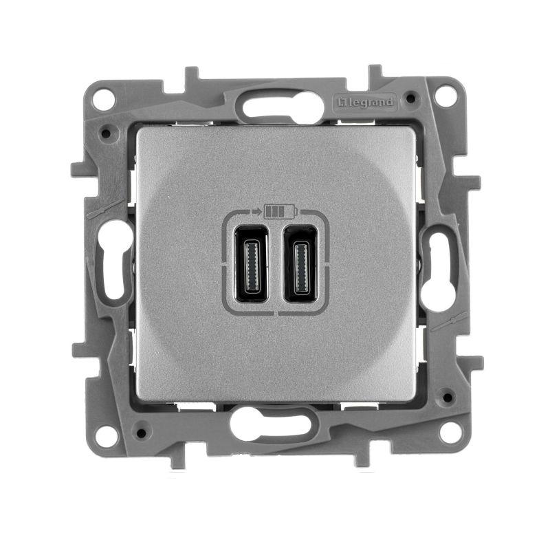 устройство зарядное etika с 2-мя usb разъемами c и c 240в/5в 3000ма алюм. iek 672435 от BTSprom.by