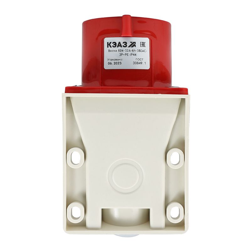  Вилка 524 32А 6h 380AC 3P+PE IP44 для монтажа на поверхность КЭАЗ 241217 фото в каталоге от BTSprom.by