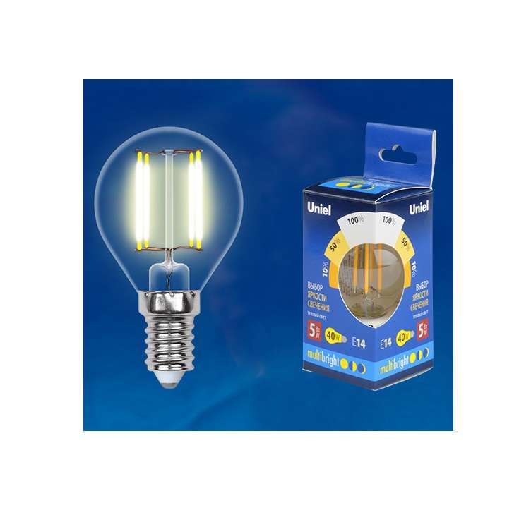 лампа светодиодная led-g45-5w/ww/e14/cl/mb glm10tr форма "шар" прозр. multibright свет теплый бел. 3000к 100-50-10 упак. картон uniel ul-00002369 от BTSprom.by