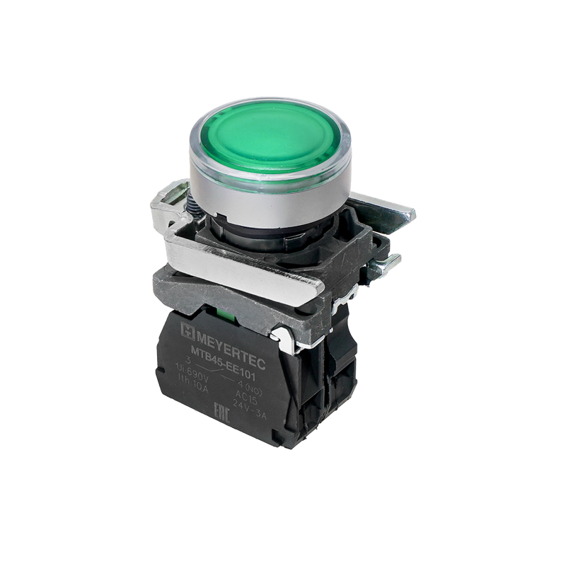 кнопка с подсветкой 1no 220в ac/dc ip65 металл mtb4-bw33713 зел. овен 137160 от BTSprom.by