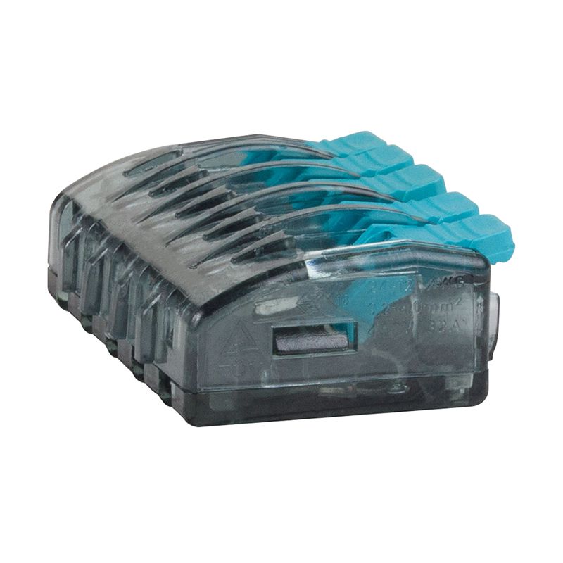  Клемма строительно-монтажная OptiKit СМК 221-415 с рычагом 5 отверстий 0.2-2.5(4.0)кв.мм КЭАЗ 351069 фото в каталоге от BTSprom.by