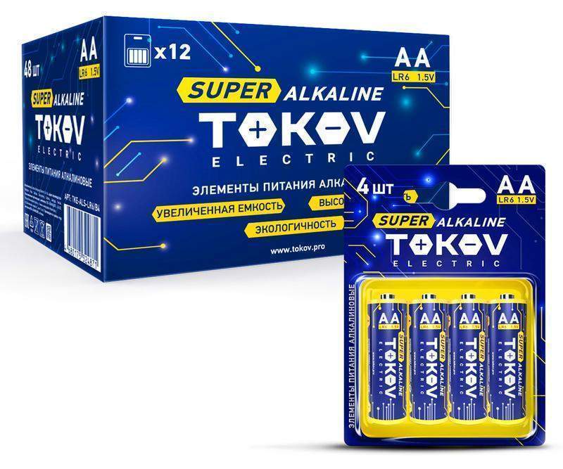 элемент питания алкалиновый aa/lr6 (блист.4шт) tokov electric tke-als-lr6/b4 от BTSprom.by