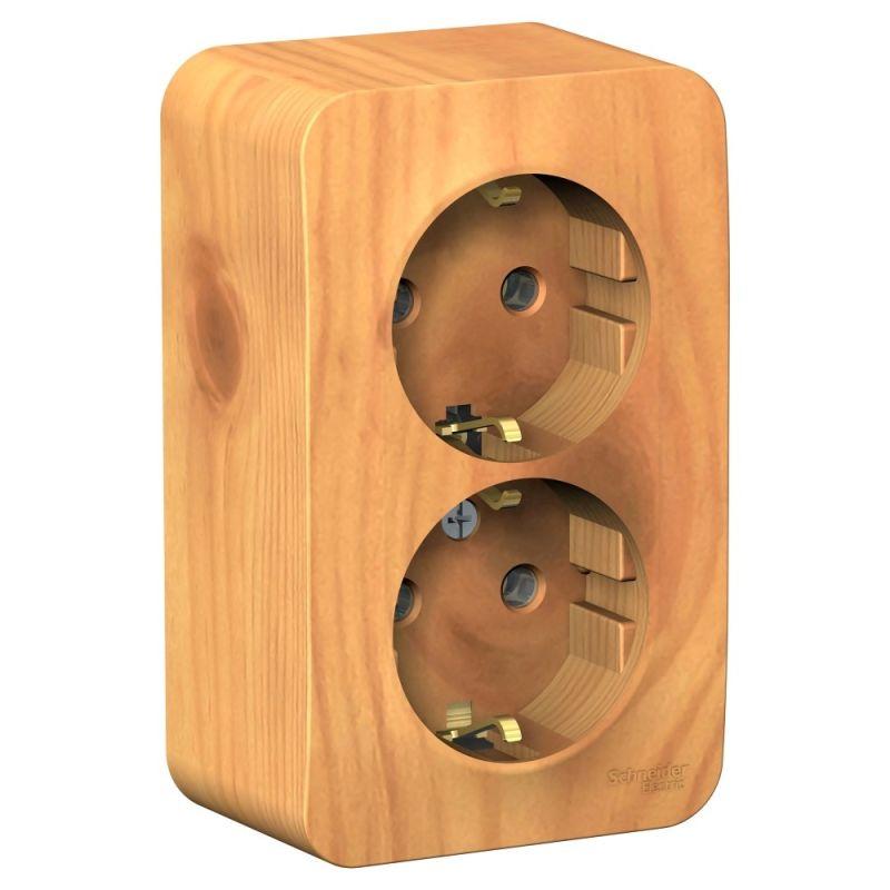 розетка 2-м оп blanca 16а ip20 250в с заземл. без защ. шторок с изолир. пластиной ясень se blnra010215 от BTSprom.by