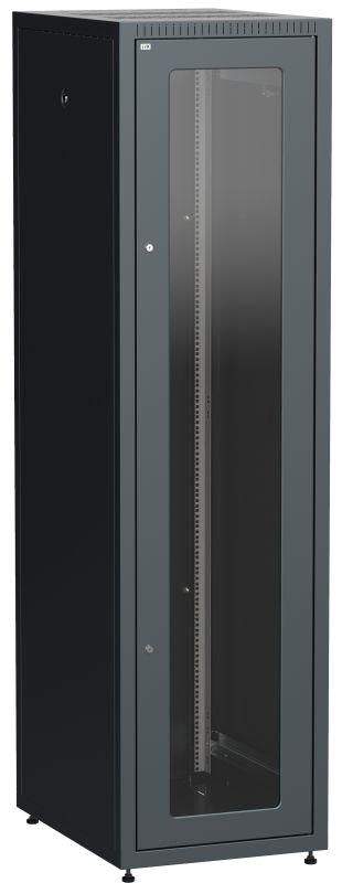 шкаф сетевой linea e 33u 600х800мм стекл. передняя дверь задняя металлическая черн. itk le05-33u68-gm от BTSprom.by