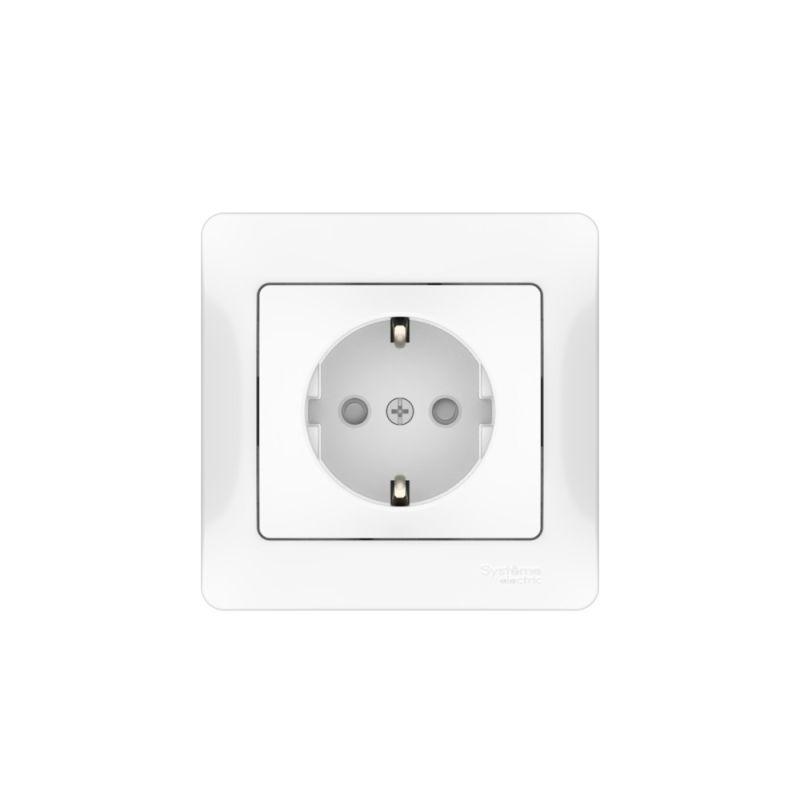  Розетка Glossa 16А с заземл. защ. шторки быстрозажим. клем. в сборе бел. SE GSL000144S фото в каталоге от BTSprom.by