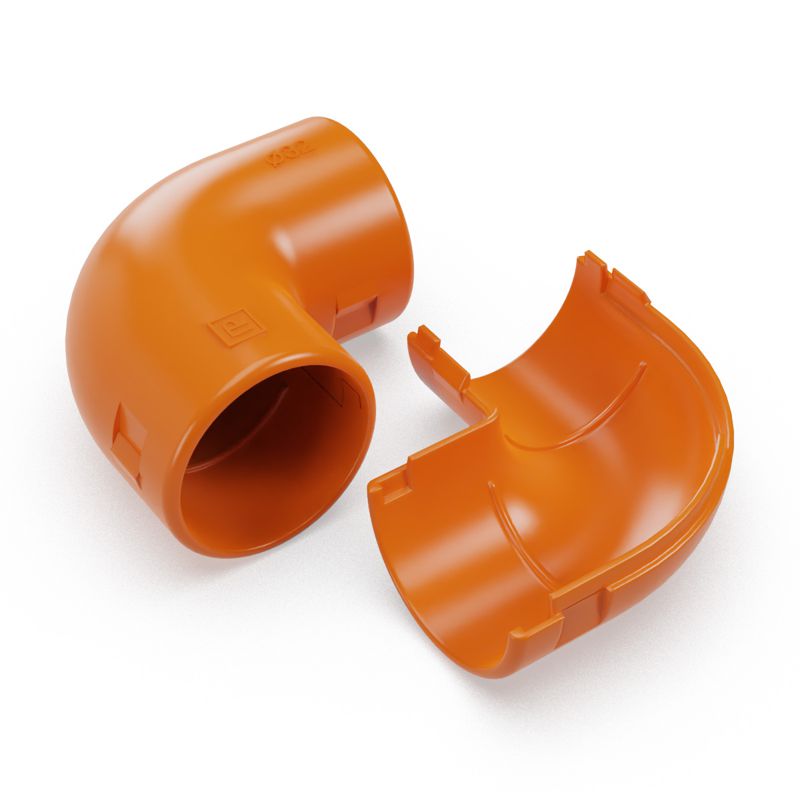 соединитель угловой 90град. d32мм разборный оранж. промрукав pr13.02483 от BTSprom.by