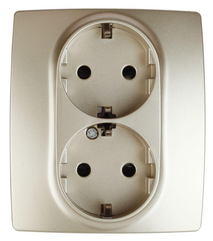 розетка 2-м сп эра12 12-2104-04 16а ip20 16ax 250в 2х2p+e schuko защ. шторки шампань эра б0014702 от BTSprom.by