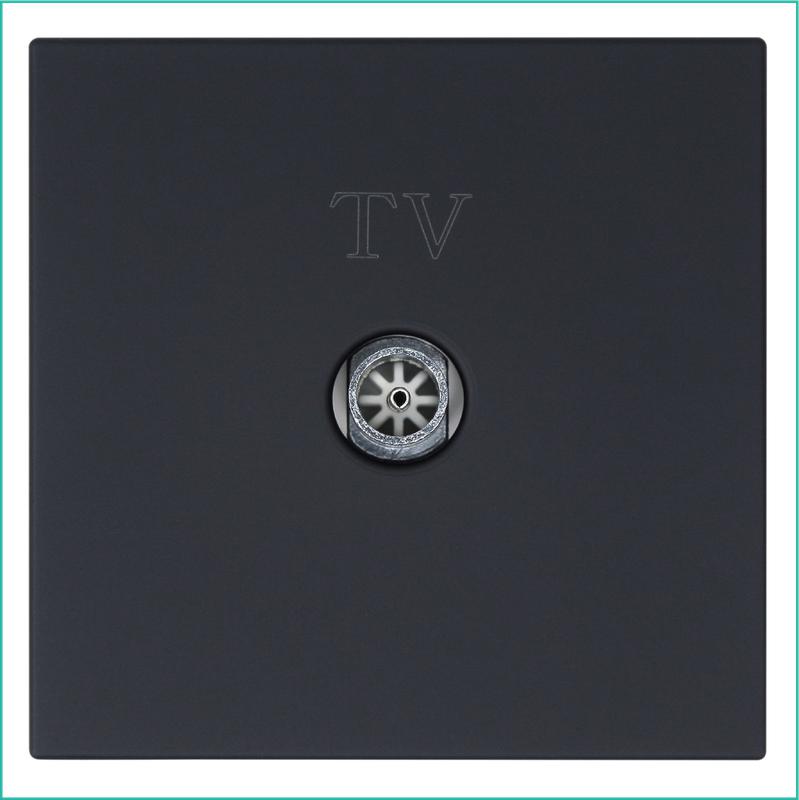 розетка телевизионная оконечная tv 1-м сп fd ф9.5мм с накладкой механизм черн. матов. soft touch jasmart fd6001pbm от BTSprom.by