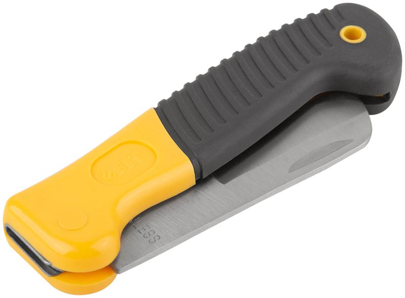  Нож электрика складной нержавеющий профи прямое лезвие 80мм прорезиненная ручка FIT 10526 фото в каталоге от BTSprom.by