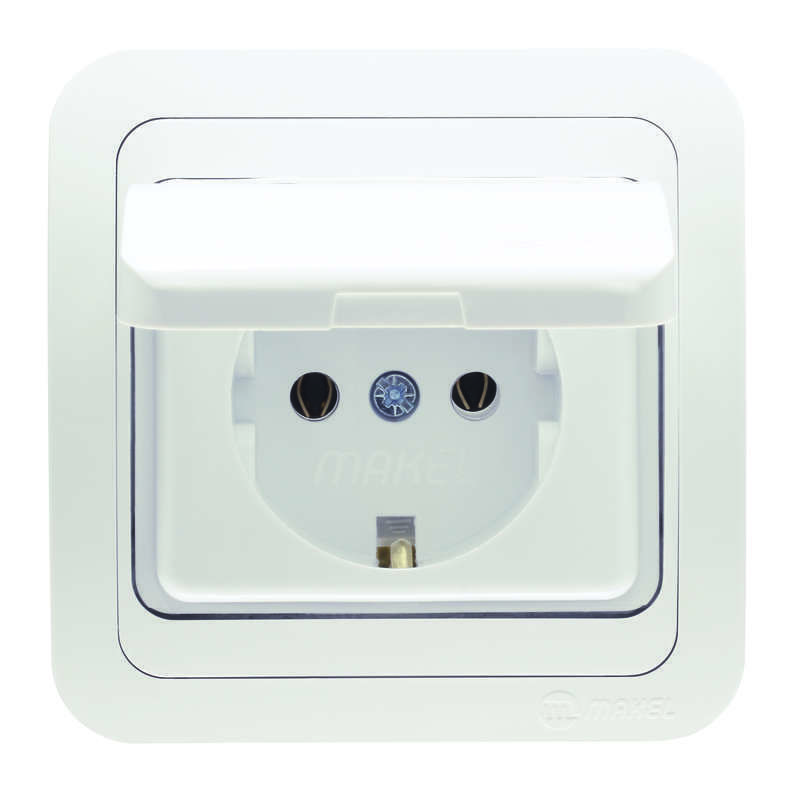 розетка 1-м сп mimoza 16а ip20 с крышкой бел./бел. makel 12029 от BTSprom.by