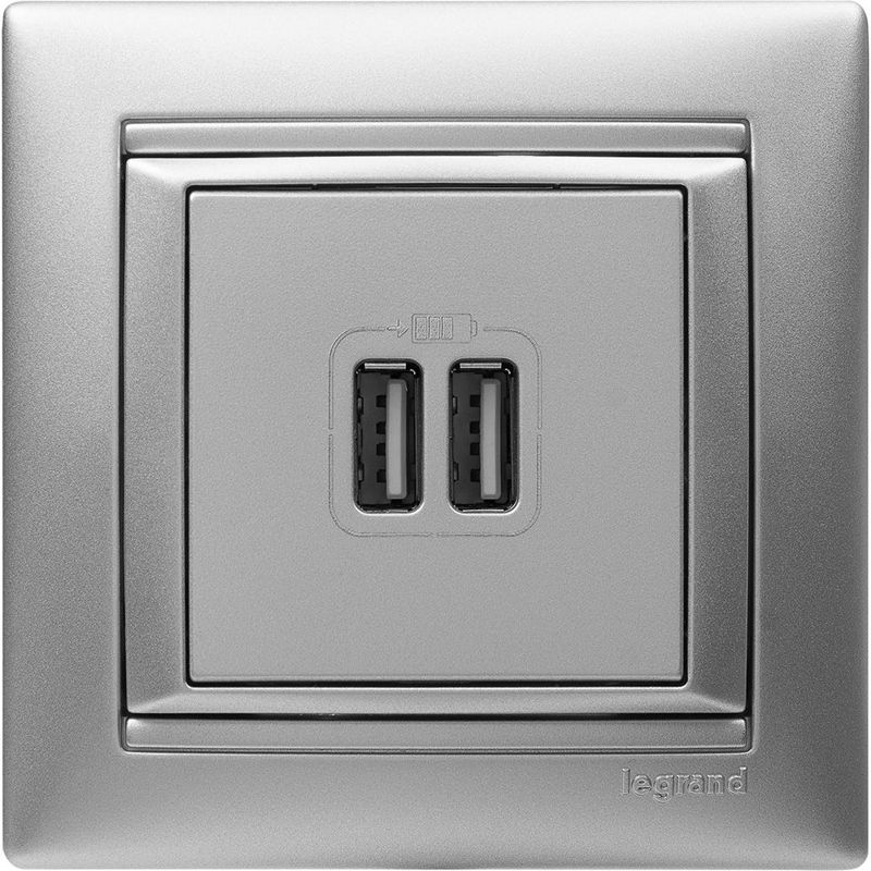  Розетка USB 2-м СП Valena алюм. IEK 770270 фото в каталоге от BTSprom.by
