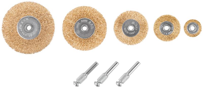  Корщетки со штифтом набор 5шт (колеса 25/38/50/63/75мм) FIT 38572 фото в каталоге от BTSprom.by