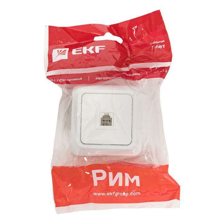  Розетка телефонная 1-м ОП Рим бел. EKF ENT01-034-10 фото в каталоге от BTSprom.by