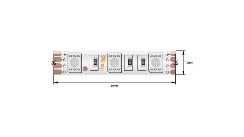 лента светодиодная стандарт 5050 60led/м 14.4вт/м rgb 24в ip68 со скотчем 3м (уп.5м) swg standard 00-00013189 от BTSprom.by