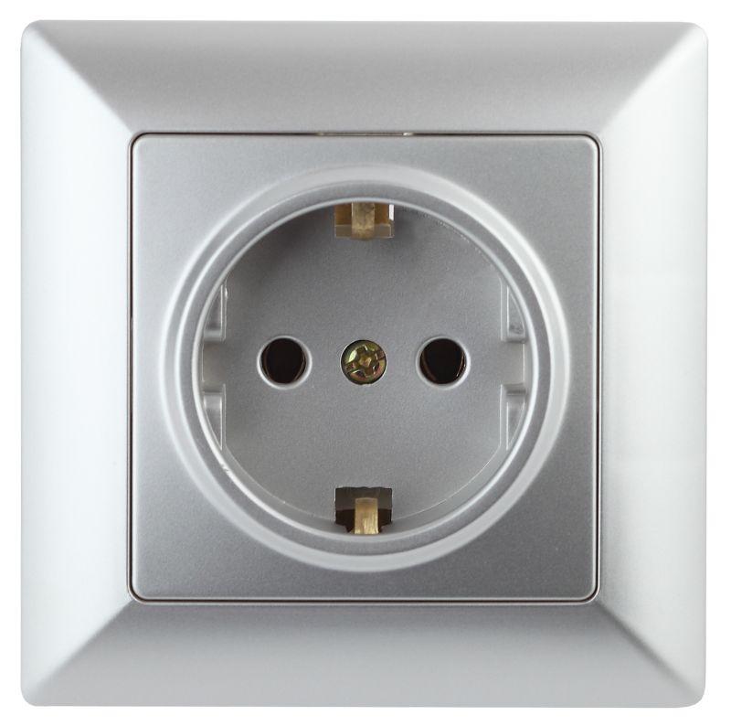 розетка 1-м сп solo 4-206-03 16а 250в ip20 2p+e schuko с заземл. защ. шторки алюм. intro б0053683 от BTSprom.by