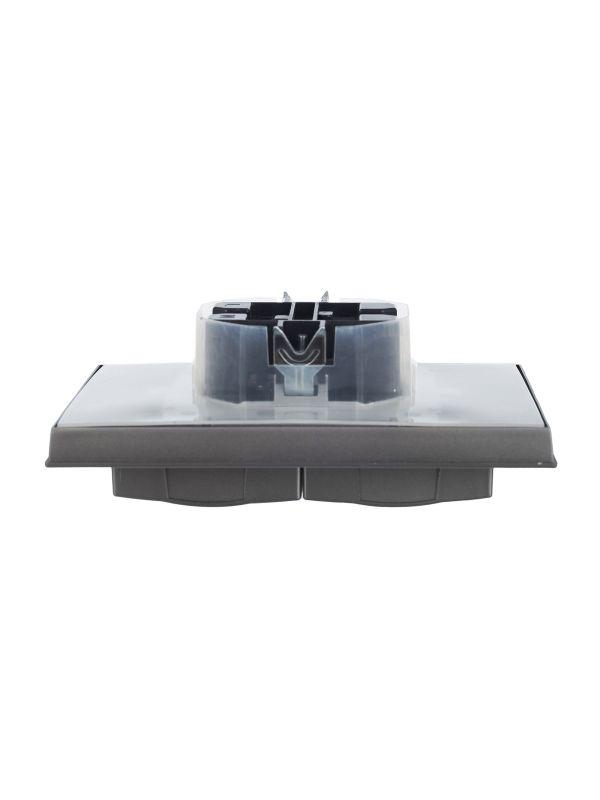  Розетка 2-м СП BRITE РСбш12-3-44-БрС 16А в сборе IP44 с крышкой сталь IEK BR-R26-16-44-K46-F фото в каталоге от BTSprom.by