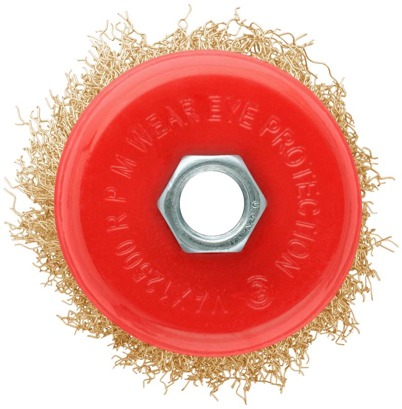  Корщетка-чашка гайка М14 стальная латунированная волнистая проволока 75мм блистер КУРС 39092 фото в каталоге от BTSprom.by