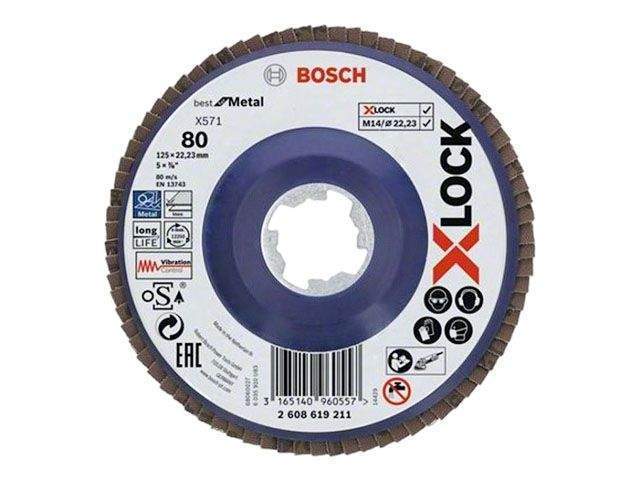 круг лепестковый 125х22.2 мм g80 плоский best for metal x-lock bosch от BTSprom.by