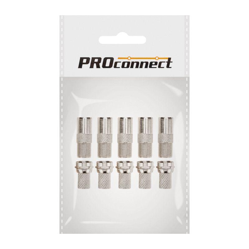  Набор разъемов антенных ТВ №8 (5 угловых переходников штекер F - гнездо F; 5 F-разъемов RG-6) (уп.5шт) PROCONNECT 05-4203-4-8 фото в каталоге от BTSprom.by