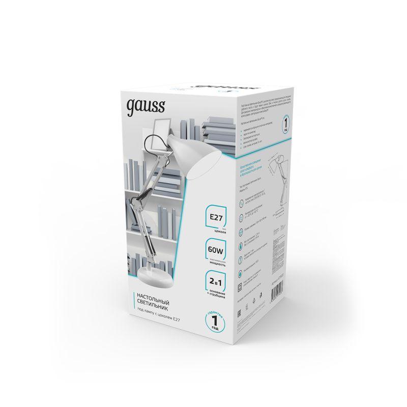  Светильник GTL 60Вт E27 струбцина и основание бел. GAUSS GT0031 фото в каталоге от BTSprom.by