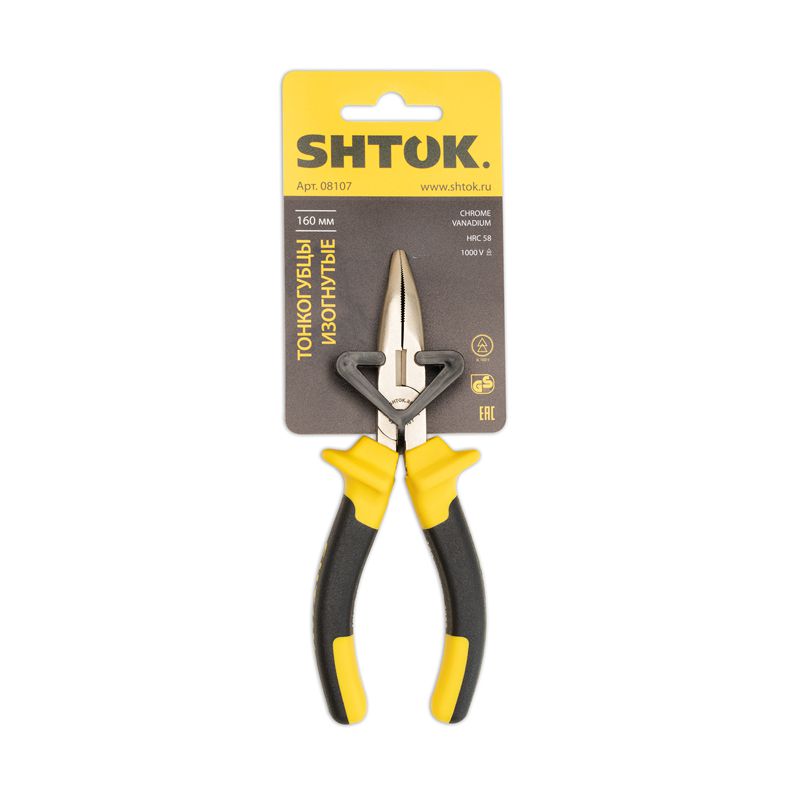 тонкогубцы изогнутые 1000в 160мм (08107) shtok 376277 от BTSprom.by