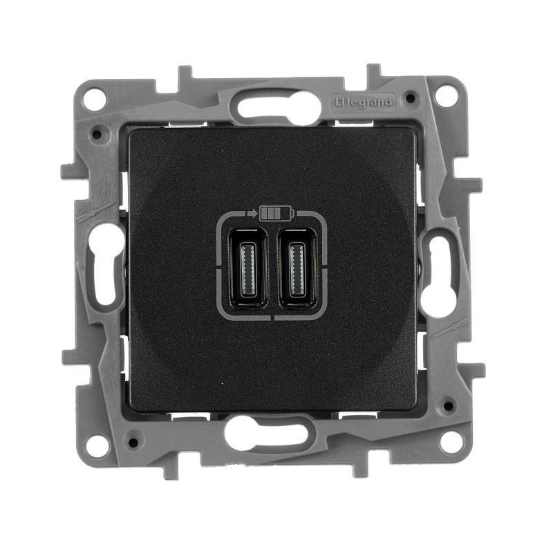 устройство зарядное etika с 2-мя usb разъемами c и c 240в/5в 3000ма антрацит iek 672635 от BTSprom.by