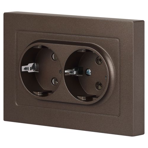  Розетка 2-м СП Accent 6-205-08 16А IP20 250В 2P+E Schuko AL/CU бронза Intro Б0063498 фото в каталоге от BTSprom.by