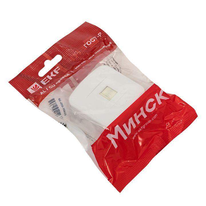  Розетка компьютерная 1-м ОП Минск RJ45 1А 120В бел. Basic EKF EGK01-035-10 фото в каталоге от BTSprom.by