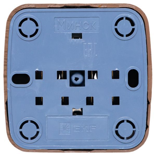  Розетка 1-м ОП Минск 16А IP20 с заземл. темн. дерево EKF EGR16-028-40 фото в каталоге от BTSprom.by