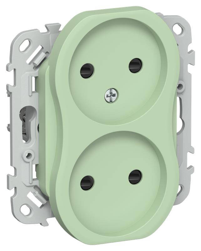 розетка 2-м сп flite рсш02-1-флф 10а без заземл. с защ. шторками безвинтовое крепление механизм фисташк. iek fi-r23-10-1-k93 от BTSprom.by