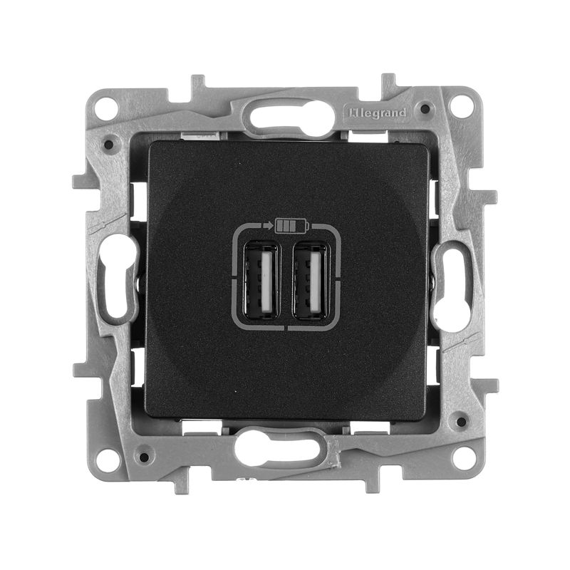  Розетка USB 2-м СП 2мод. Etika 240В/5В 2400мА механизм антрацит IEK 672694 фото в каталоге от BTSprom.by