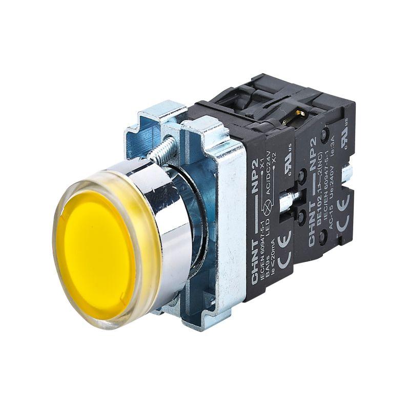 кнопка управления np2-bw3565 плоская 1но+1нз ac/dc230в (led) ip40 (r) желт. chint 574380 от BTSprom.by