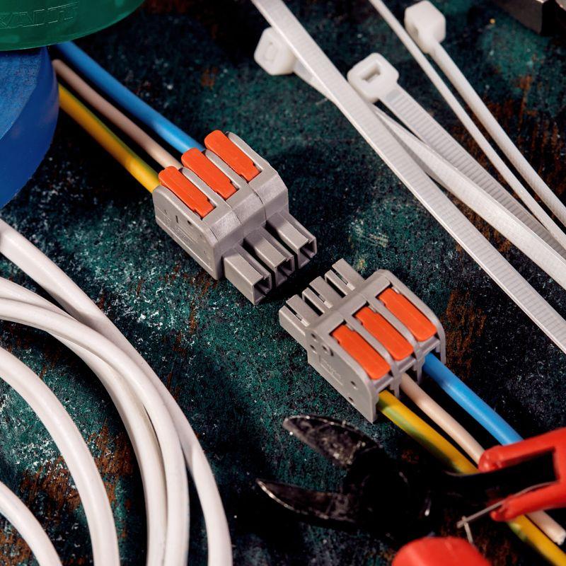  Клемма СМК 222-423R проходная разъемная 3 полюса сер. 0.2-2.5/4кв.мм Rexant 07-5263 фото в каталоге от BTSprom.by