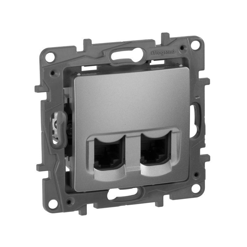 розетка компьютерная 2-м сп etika rj45 кат.5e utp механизм алюм. iek 672455 от BTSprom.by