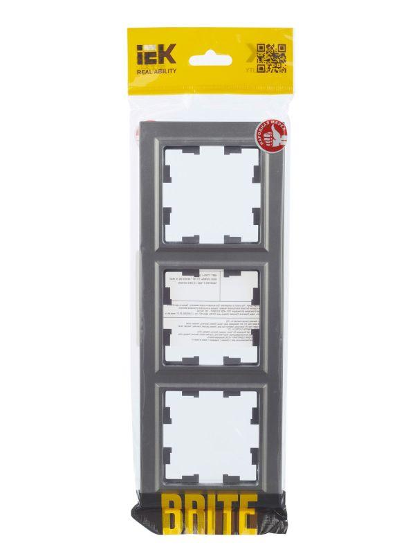  Рамка 3-м BRITE РУ-3-БрС сталь IEK BR-M32-K46 фото в каталоге от BTSprom.by