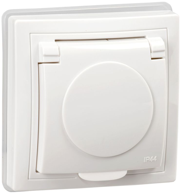 розетка 1-м сп кварта рсбш10-3-кб-44 16а ip44 с заземл. защ. шторки с крышкой бел. generica kv-r16-16-44-k01 от BTSprom.by
