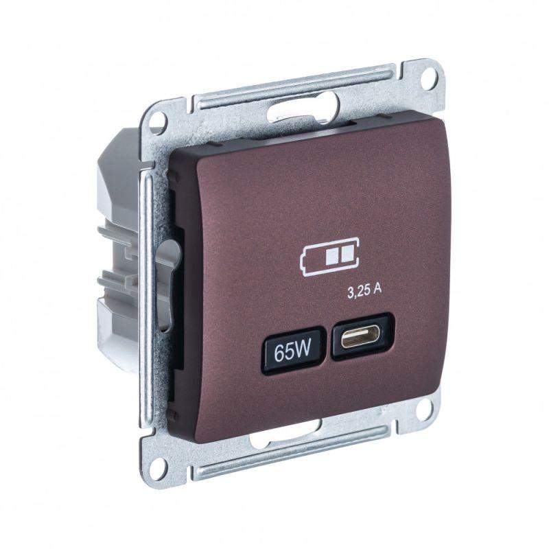 розетка usb glossa тип c 65вт qc pd высокоскор. зу механизм баклаж. se gsl001127 от BTSprom.by