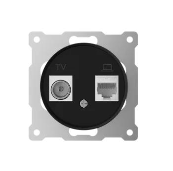 розетка компьютерная + телевизионная 2-м сп florence rj45 + tv кат.5e механизм черн. (1e20811303) onekeyelectro 7700247 от BTSprom.by